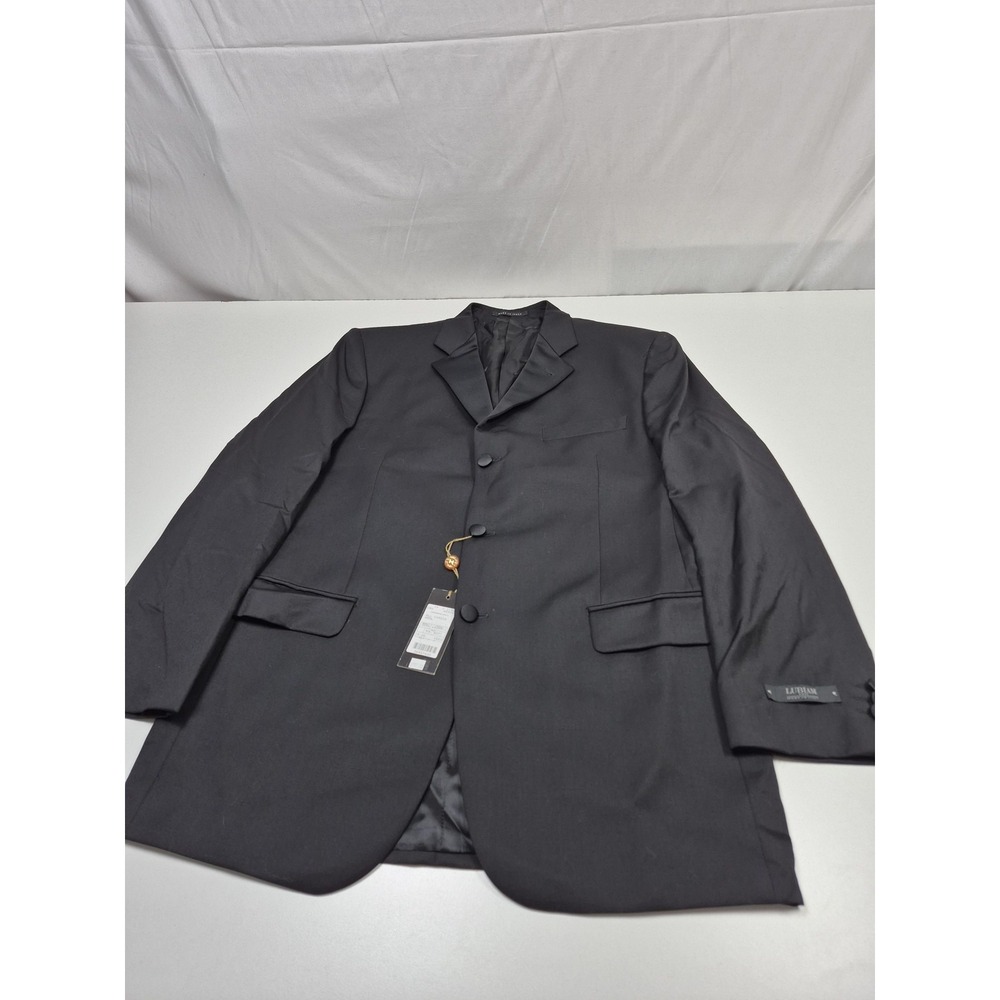 Lubiam Loro Piana Blazer Mens 43L Black Virgin Wool Super 120s Italy